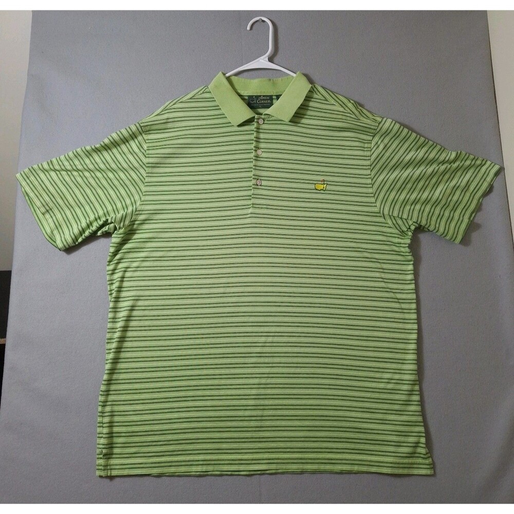 Masters Amen Corner Pima Cotton Golf Polo Shirt XL Blue Black White Stripe